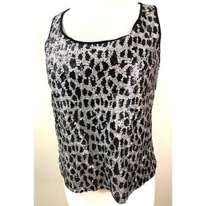 XXI Women's Black and Silver Sequined Top, Size M